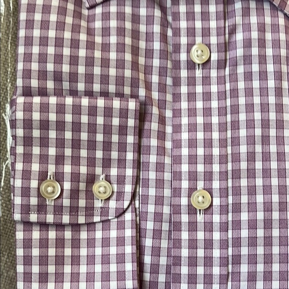 NWT Charles Tyrwhitt Burgundy Checkered Dress Shirt - Picture 6 of 7